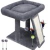 Tall Cat Tower with Scratching Post, Interactive Play Center for Indoor Cats, Grey - Image 2