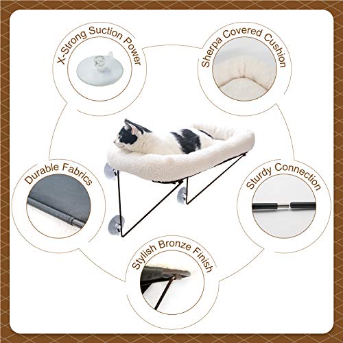 Sturdy Metal Cat Window Perch Bed - Large Cat Hammock Seat with Warm Cushion - Image 4