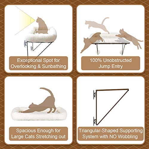 Sturdy Metal Cat Window Perch Bed - Large Cat Hammock Seat with Warm Cushion - Image 5
