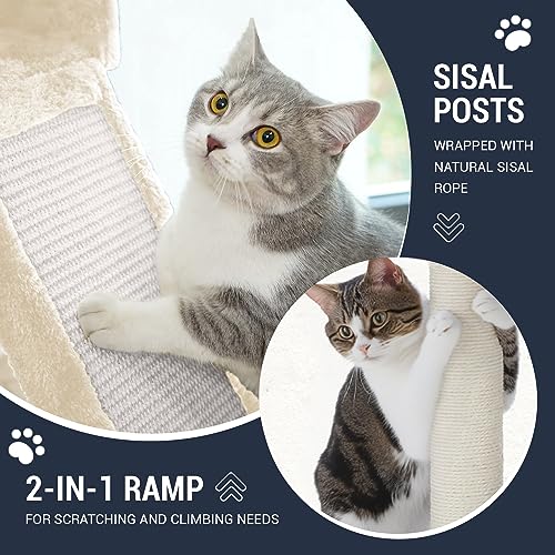 Allewie Large Cat Tree Tower: Multi-Level Scratching Post Condo for Big Cats, Beige - Image 4