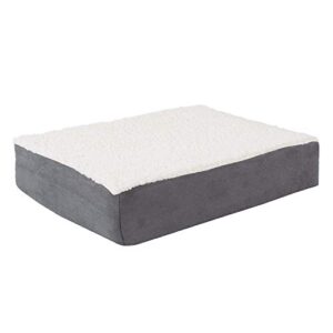 Orthopedic Dog Bed - 2-Layer Memory Foam Crate Mat with Machine Washable Sherpa Cover - 20x15 Pet Bed for Small Dogs Up to 20lbs by PETMAKER (Gray)