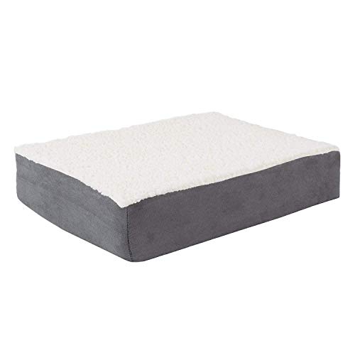 Orthopedic Dog Bed - 2-Layer Memory Foam Crate Mat with Machine Washable Sherpa Cover - 20x15 Pet Bed for Small Dogs Up to 20lbs by PETMAKER (Gray)