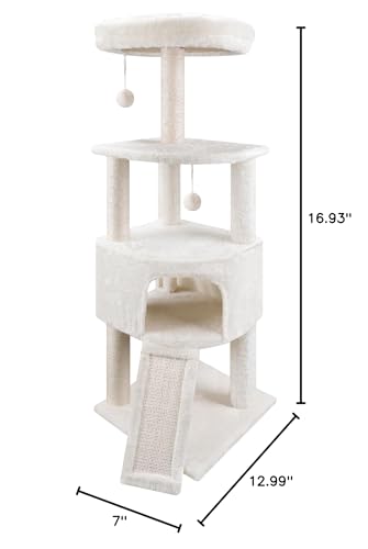Spacious 45in Cat Tree Tower: Cozy Condo, Scratching Post & Hanging Bed - Beige - Image 8