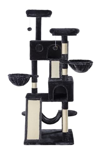 Large Cat Tree Tower: Multi-Level Condo w/ Scratching Posts, Hammock & Perches - Image 9