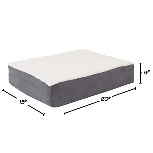 Orthopedic Small Dog Bed Memory Foam Crate Mat Sherpa Cover 20x15 Gray - Image 3