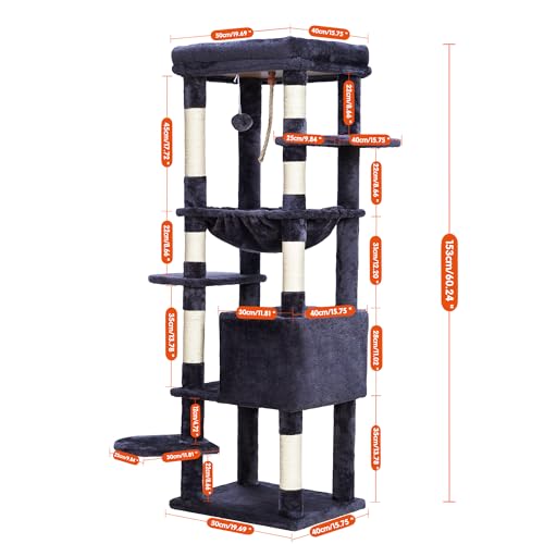 Massive Cat Tree 60" Tall | Heavy Duty XXL Condo for Large Cats 20+ lbs - Image 3