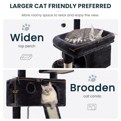 Large Cat Tree Tower: Multi-Level Condo w/ Scratching Posts, Hammock & Perches - Image 3