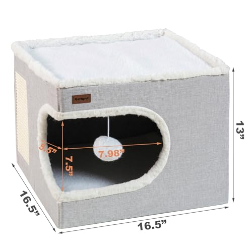 Cozy Cat Cave Bed: Indoor Hideaway Cube with Scratch Pad & Tent for Kittens - Image 2