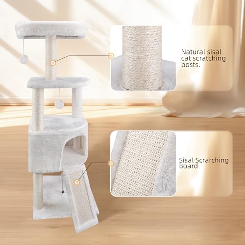 Spacious 45in Cat Tree Tower: Cozy Condo, Scratching Post & Hanging Bed - Beige - Image 6