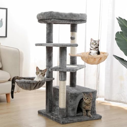 Deluxe Large Cat Tree Hammock - Cozy Deep Basket Bed with Tower Attachment - Image 6