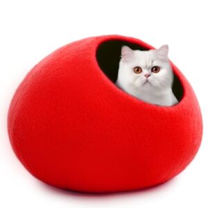 Woolygon Premium Wool Cat Cave Bed - Felt Cat Cave Handmade from 100% Merino Wool, Eco-Friendly Felt Cat Bed for Indoor Cats and Kittens