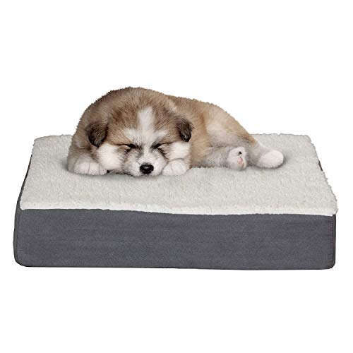 Orthopedic Small Dog Bed Memory Foam Crate Mat Sherpa Cover 20x15 Gray - Image 7