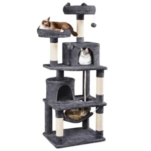 Yaheetech 62.2inches Cat Tree Cat Tower Cat Condo with Platform & Hammock, Scratching Posts for Kittens Pet Play House with Plush Perch for Indoor Activity Relaxing