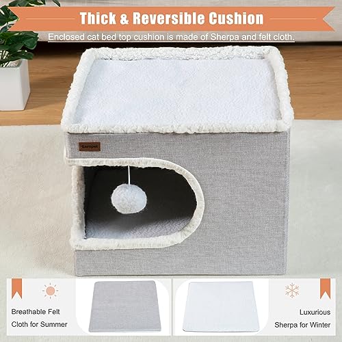 Cozy Cat Cave Bed: Indoor Hideaway Cube with Scratch Pad & Tent for Kittens - Image 3