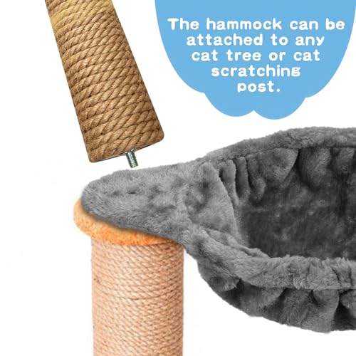 Deluxe Large Cat Tree Hammock - Cozy Deep Basket Bed with Tower Attachment - Image 3