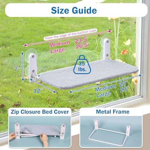 Zakkart Cat Window Perch: Foldable Hammock Bed for Large Cats, Washable Gray - Image 4