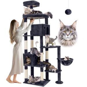 Globlazer F83 Giant Cat Tree, 83 inch Cat Tree for Indoor Cats Large Adult, XXL Cat Tower with 9 Scratching Posts for 20lb+ Heavy Duty Large Adult Cats, Dark Grey