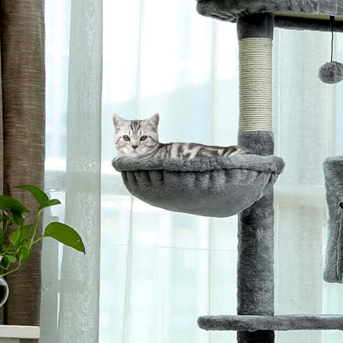 Deluxe Large Cat Tree Hammock - Cozy Deep Basket Bed with Tower Attachment - Image 7