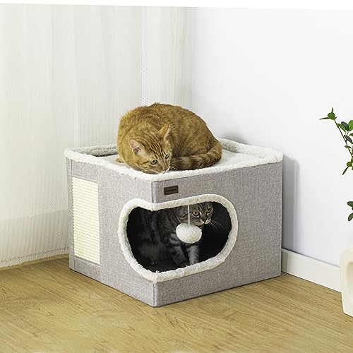 Cozy Cat Cave Bed: Indoor Hideaway Cube with Scratch Pad & Tent for Kittens - Image 5