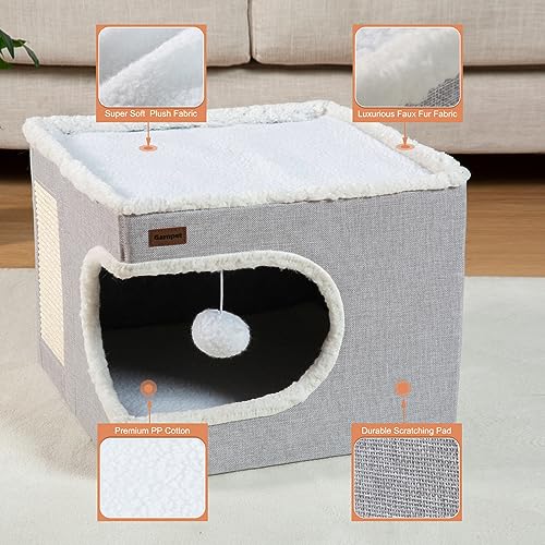 Cozy Cat Cave Bed: Indoor Hideaway Cube with Scratch Pad & Tent for Kittens - Image 6