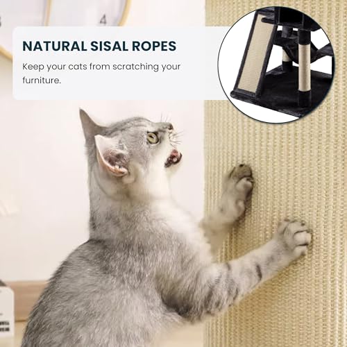 Large Cat Tree Tower: Multi-Level Condo w/ Scratching Posts, Hammock & Perches - Image 4