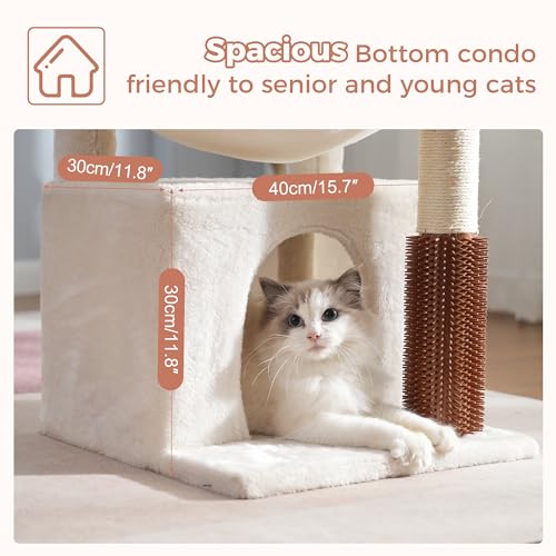 Sturdy 32" Cat Tree Tower with Hammock, Scratching Post & Condo for Large Cats - Image 3