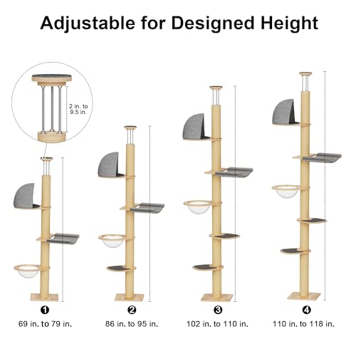 Tall Cat Tree 6-Level 9.8ft Climbing Tower Scratching Post Perch Hammock - Image 6