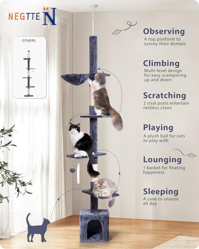 Ultimate 95-109" Tall Cat Tree Tower - Multi-Level Scratching Post Condo for Large Cats - Image 2