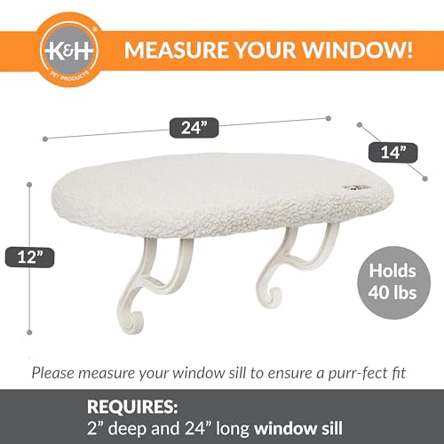 Orthopedic Cat Window Perch Hammock Bed - Large Cats, 40 lbs Support, Cream Fleece - Image 5