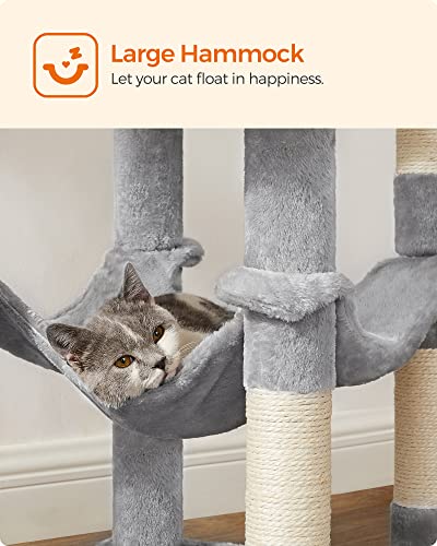 Large Cat Tree Tower 56" Multi-Level Scratching Post Bed Condo for Indoor Cats Gray - Image 7