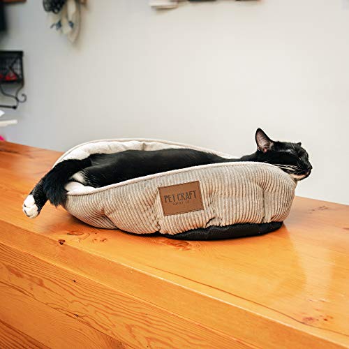 Cozy Self-Warming Cat Bed w/ Catnip Pouch - Soft Indoor Kitten Sleeping Mat Grey - Image 7