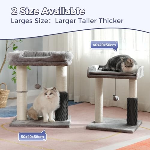 Large Cat Tree Tower: Spacious Bed, Scratching Post, Groomer & Dangling Toy - Grey - Image 6