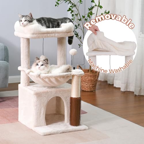 Sturdy 32" Cat Tree Tower with Hammock, Scratching Post & Condo for Large Cats - Image 5