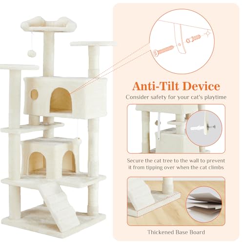 Deluxe 54" Cat Tree Tower: Multi-Level Condo, Scratching Post, Climbing Ladder - Image 4