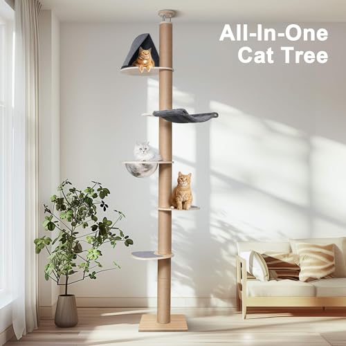 Tall Cat Tree 6-Level 9.8ft Climbing Tower Scratching Post Perch Hammock - Image 8