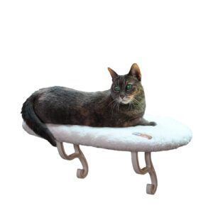 K&H Pet Products Kitty Sill Cat Window Perch for Large Cats, Orthopedic Window Hammock Bed Holds 40LBS, Washable Cover, Kitty Windowsill Bed Seat for Indoors - Cream Fleece, Unheated, 14 X 24in