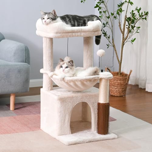 Sturdy 32" Cat Tree Tower with Hammock, Scratching Post & Condo for Large Cats - Image 7