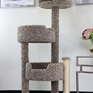 New Cat Condos Real Wood and Carpeted Cat Tree, Speckled
