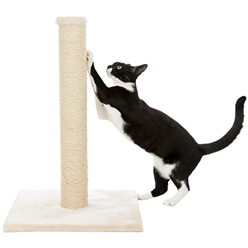 Premium Cat Scratching Post - Sisal Rope Scratcher, Soft Base, Beige 24.4" - Image 3