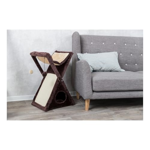 Cozy Cat Hammock Bed with Scratching Pad and Pom Poms | Multi-Function Pet Furniture - Image 2