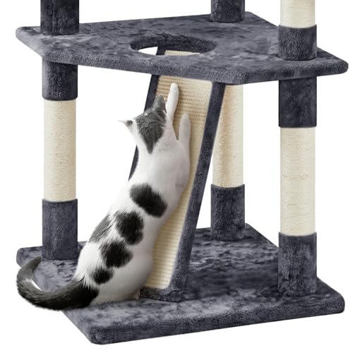 Large 79" Cat Tree Tower: Multi-Level Scratching Post Condo for Indoor Cats, Dark Gray - Image 8