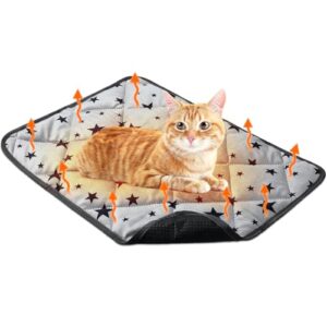Clysee Self Warming Cat Bed Self Heating Dog Mat Star Pattern Warm Thermal Pet Pad Reflects Body Heat Washable Soft Puppy Crate Pad Anti Slip Kennel Mat Blanket for Indoor Pets(18 x 24 Inches)