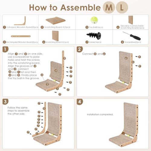Premium L-Shape Cat Scratching Post, Indoor Cardboard Scratcher with Hanging Toy - Image 8