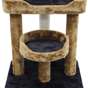 Go Pet Club - 23" Cat Tree Kitty Condo - Small Cat Tree with Two Elevated Perch Beds & Large Base - Cat Condos for Indoor Cats - Black/Brown