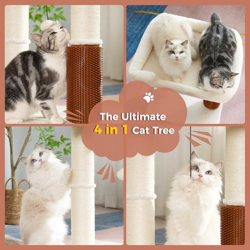 Deluxe Large Cat Tree Tower: Multi-Level Scratching Post with Groomer & Bed - Image 4