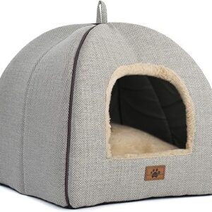 WINDRACING Cat Bed for Indoor Cats - Cat Cave Bed Cat House Cat Tent with Removable Washable Cushioned Pillow, Soft and Self Kitten beds,Cat Beds & Furniture, Pet Bed (Large, Beige)
