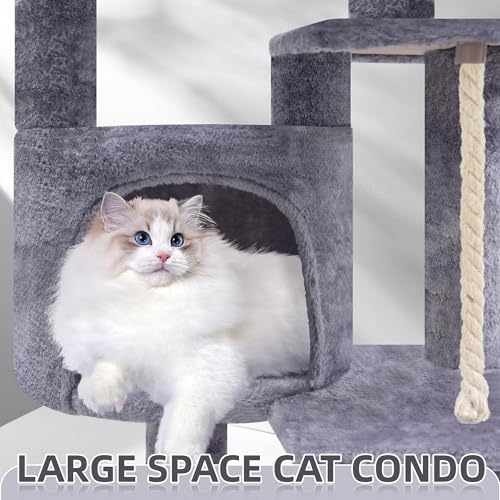 Sturdy 42.5" Cat Tree with Condo, Perches & Hammock - Indoor Climbing Tower - Image 6