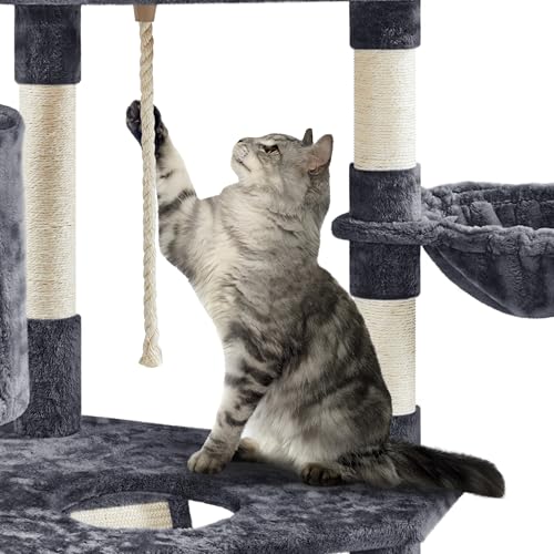 Large 79" Cat Tree Tower: Multi-Level Scratching Post Condo for Indoor Cats, Dark Gray - Image 7