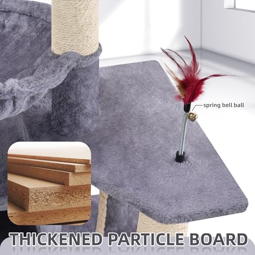 Sturdy 42.5" Cat Tree with Condo, Perches & Hammock - Indoor Climbing Tower - Image 5