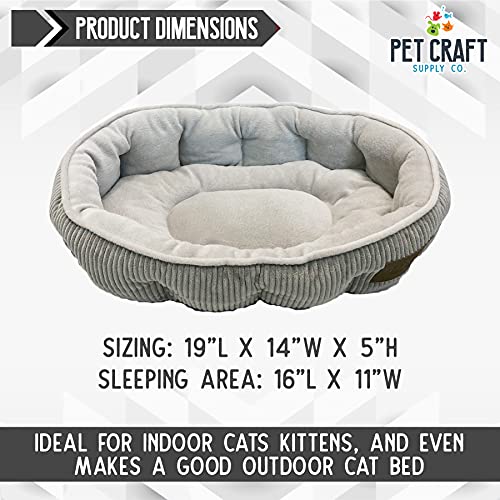 Cozy Self-Warming Cat Bed w/ Catnip Pouch - Soft Indoor Kitten Sleeping Mat Grey - Image 6